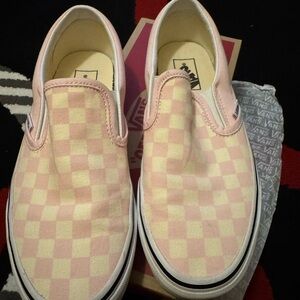 Vans Pink Checkered Slip-On Sneakers
